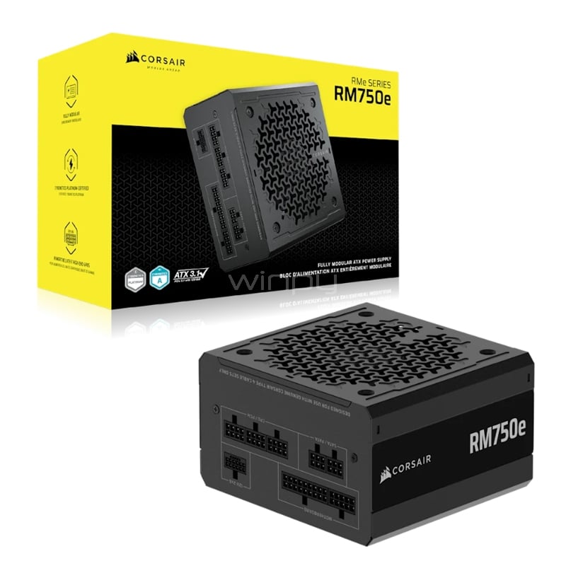 Fuente de Poder Corsair RM750e de 750W (Full Modular, Certificada 80+ Gold, ATX 3.1)