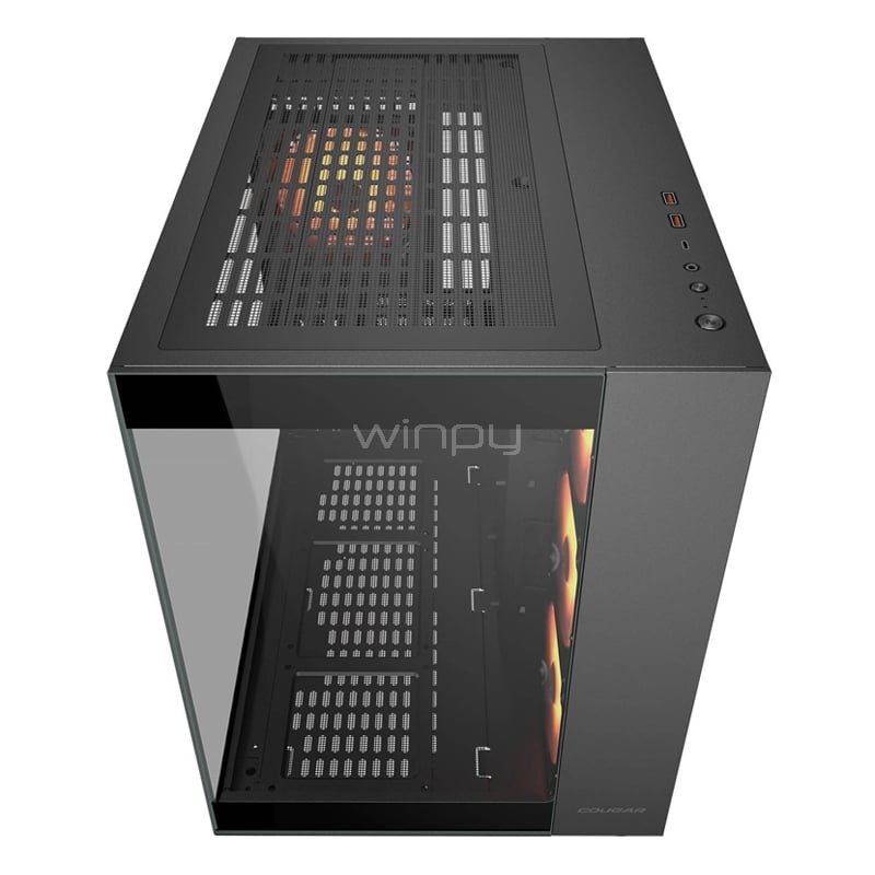 Gabinete Gamer Cougar FV150 RGB Black (ATX, Vidrio Templado Panorámico, 4 ventiladores)