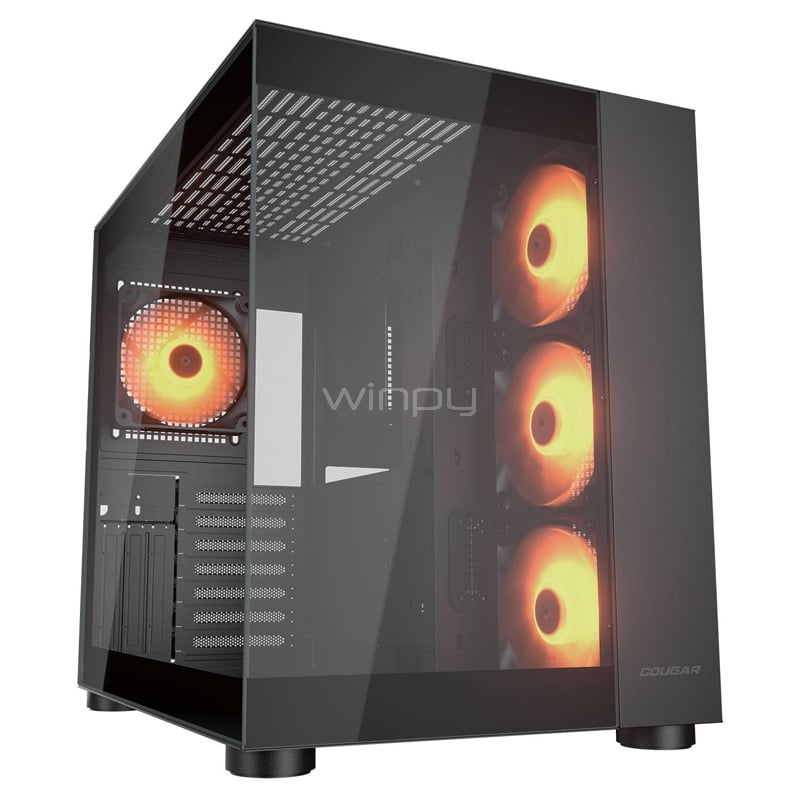Gabinete Gamer Cougar FV150 RGB Black (ATX, Vidrio Templado Panorámico, 4 ventiladores)