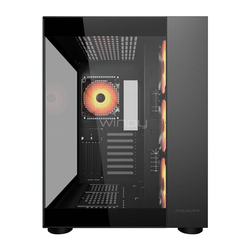 Gabinete Gamer Cougar FV150 RGB Black (ATX, Vidrio Templado Panorámico, 4 ventiladores)