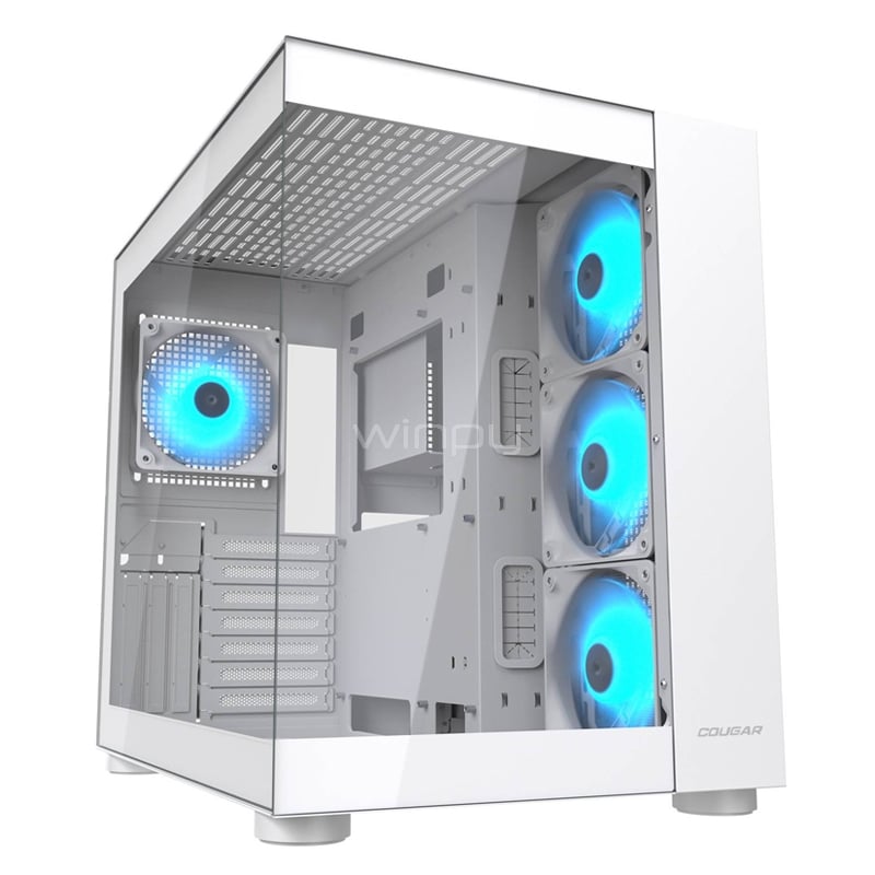 Gabinete Gamer Cougar FV150 RGB White (ATX, Vidrio Templado Panorámico, 4 ventiladores)