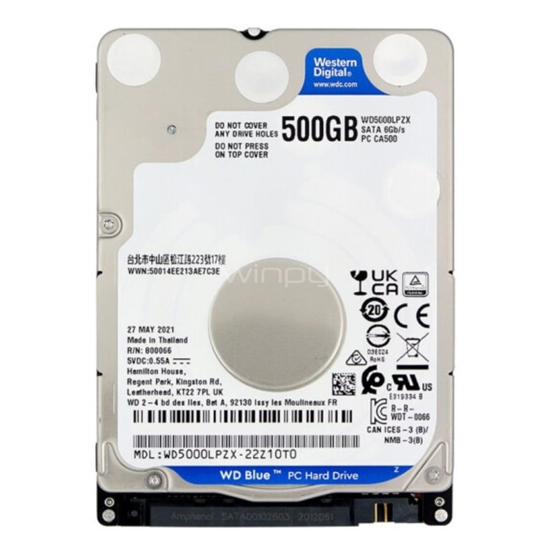 Disco duro Western Digital Blue de 500GB - WD5000LPZX_OEM - Winpy.cl