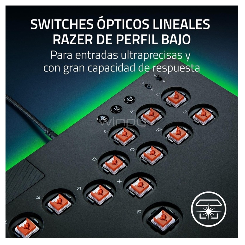 Joystick Arcade Razer Kitsune (Switch Bajo Perfil, Modos SOCD, Chroma RGB)