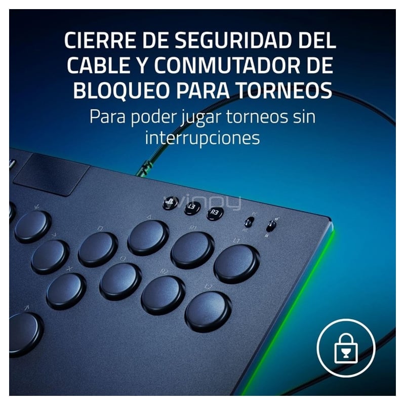 Joystick Arcade Razer Kitsune (Switch Bajo Perfil, Modos SOCD, Chroma RGB)