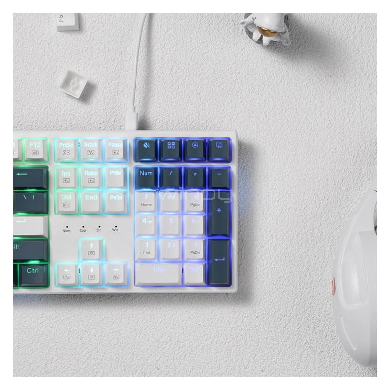 Teclado Mecánico Redragon Trundle K668 RGB (Switch Red, Español, Blanco/Negro)