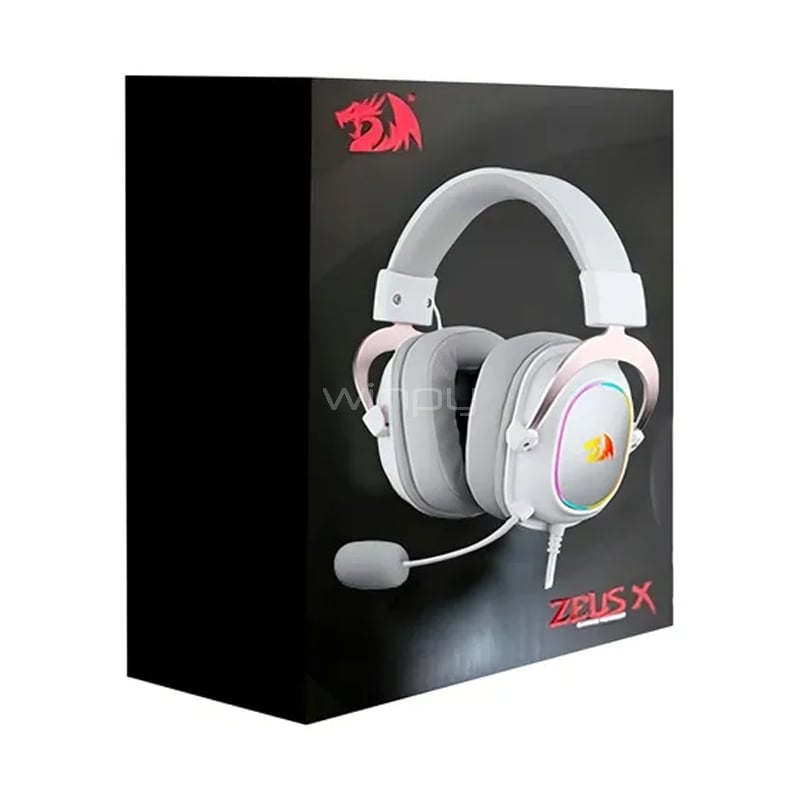 Audífonos Gamer Redragon Zeus X RGB (Sonido 7.1, USB, Micrófono Flexible, RGB, Blanco)