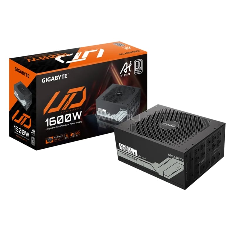 Fuente de Poder Gigabyte UD1600PM PG5 AI TOP (Full Modular, Certificada 80+ Platino, ATX)