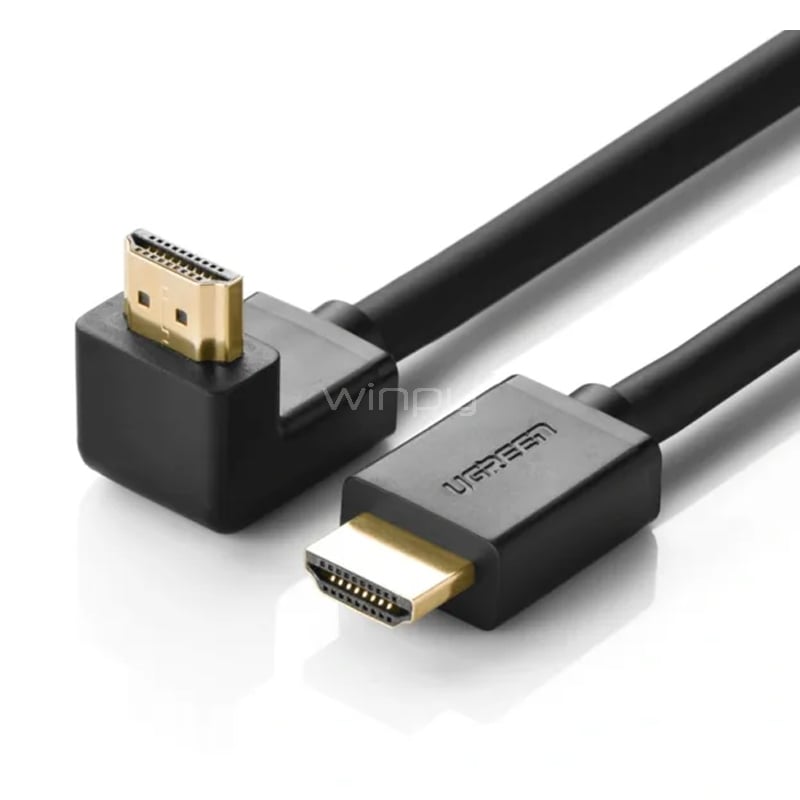 Cable HDMI UGREEN de 2 metros (4K, Ángulo 90°, Negro)