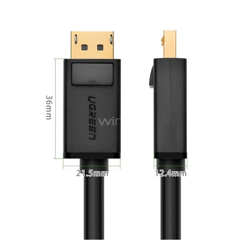 Cable DisplayPort UGREEN de 5 metros (4K, Version 1.2, 28AWG, Negro)