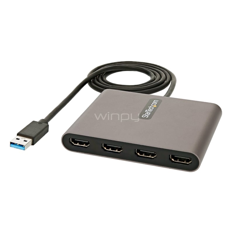 Adaptador Multipuerto HUB StarTech USB (HDMI x4, Full HD, hasta 4 monitores, Windows)