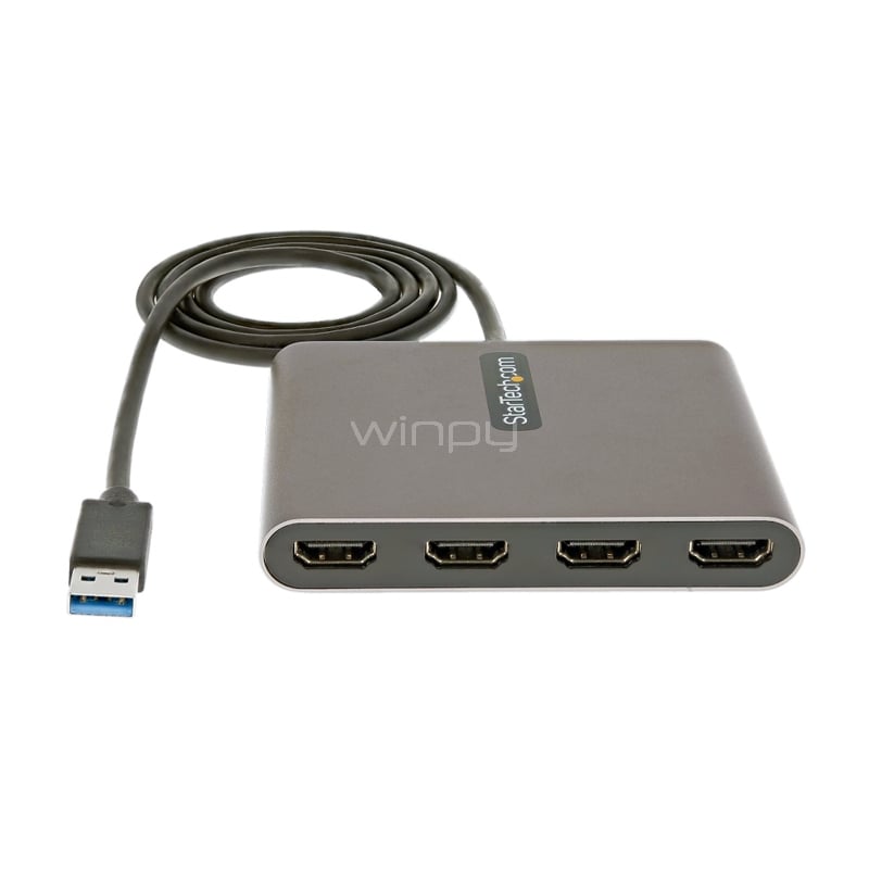 Adaptador Multipuerto HUB StarTech USB (HDMI x4, Full HD, hasta 4 monitores, Windows)