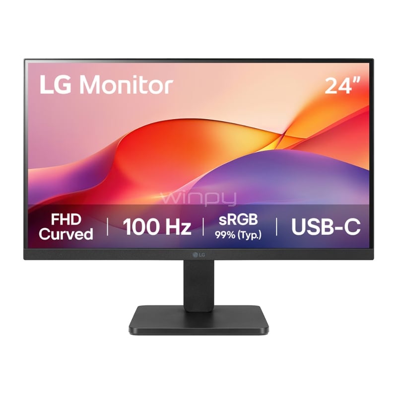 Monitor Curvo LG 24U421A-B de 24“ (VA, Full HD, 100Hz, HDMI+USB-C, VESA)