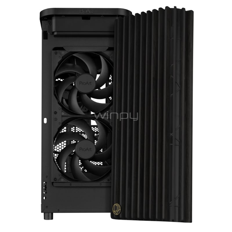 Gabinete ASUS ProArt PA401 Wood Edition (ATX, Vidrio Templado, 3 ventiladores, Negro)