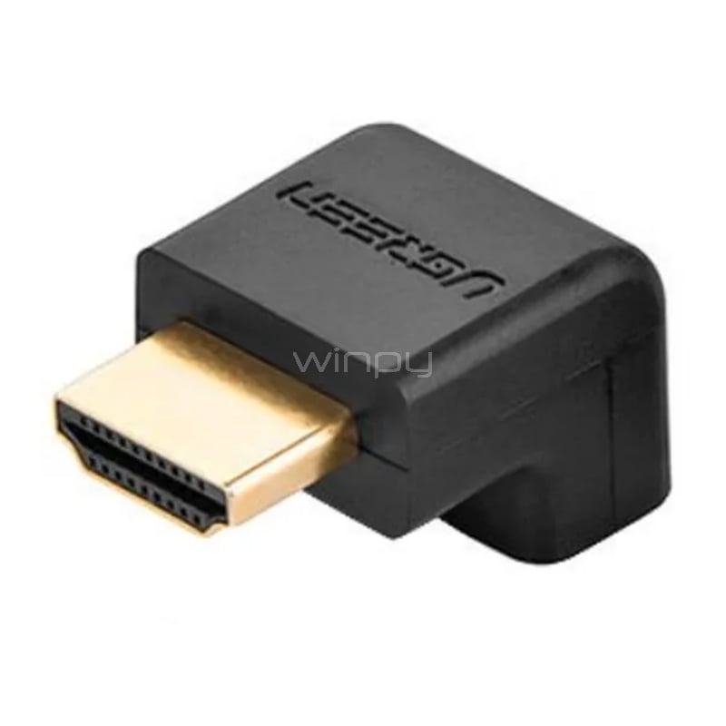 Adaptador HDMI Curvo UGREEN HD112 Down (V2.0, 4K/60Hz, Macho a Hembra, Negro)