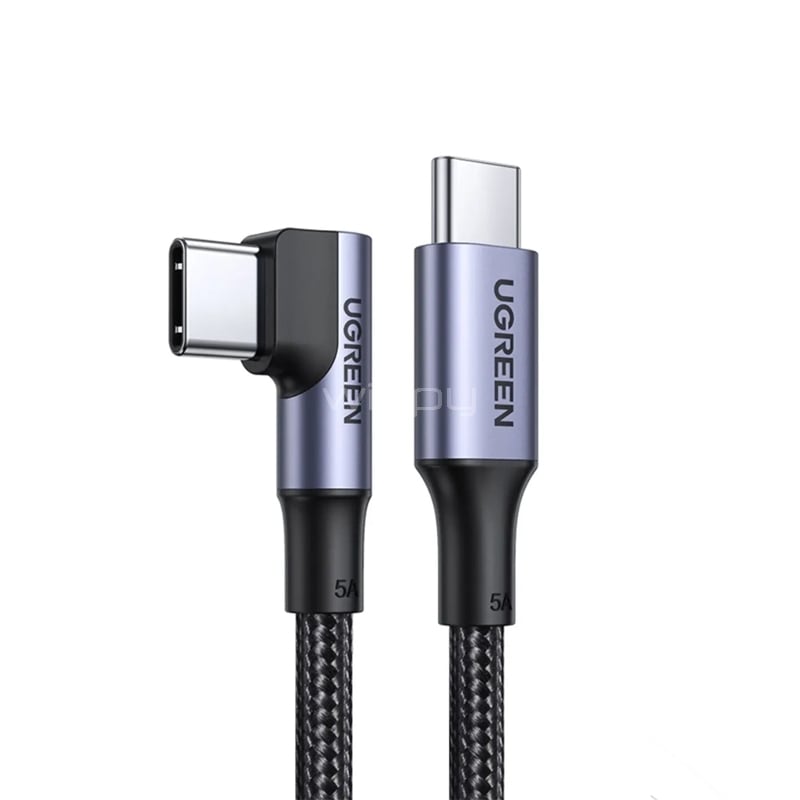 Cable USB-C UGREEN Curvo (3 metros, 90 grados, hasta 480Mbps, PD 100W)