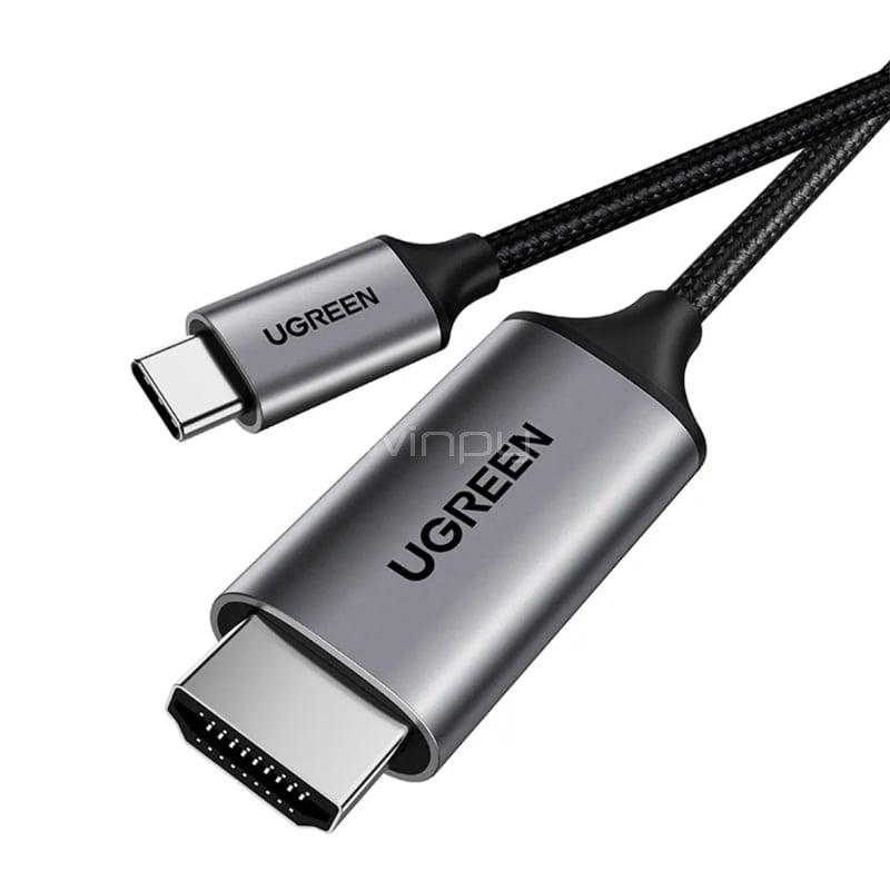 Cable de Video UGREEN USB-C a HDMI (1.5 metros, 4K/60Hz, Full HD/144Hz, Negro/Gris)