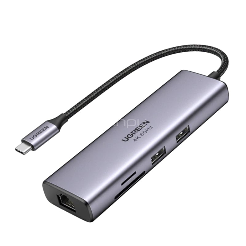 Adaptador Multipuerto HUB UGREEN USB-C (HDMI 4K/60Hz, USB-A, USB-C, Ethernet, USB-C, PD 100W)