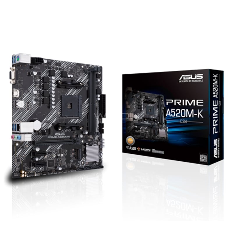Placa Madre ASUS PRIME A520M-K/CSM (AM4, DDR4 2133/4866MHz, M.2, MicroATX)
