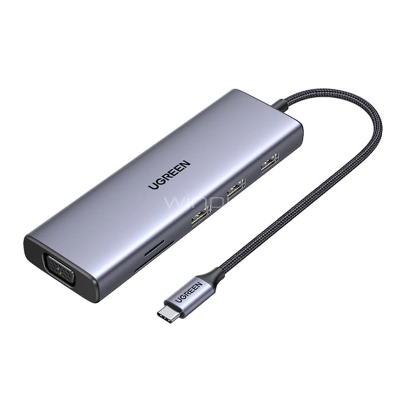 Adaptador Multipuerto HUB UGREEN USB-C (USB-C, USB-A, HDMI, VGA, Ethernet, SD/ TF, PD 100W)