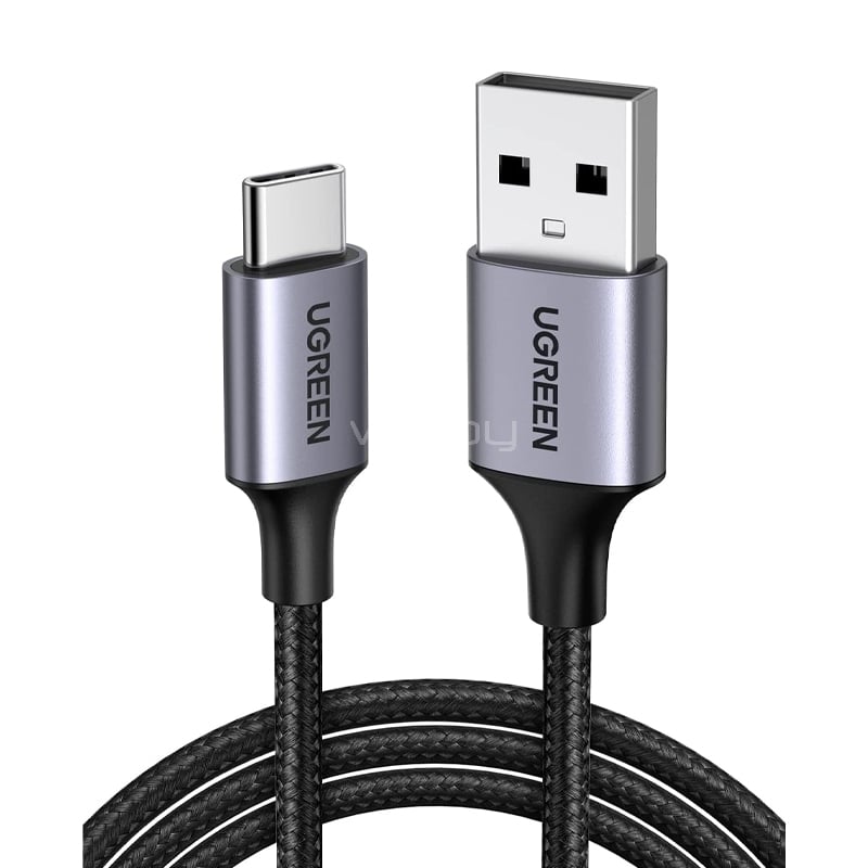 Cable UGREEN USB-C a USB-A de 1 metro (18W, 3A, Negro/Gris)