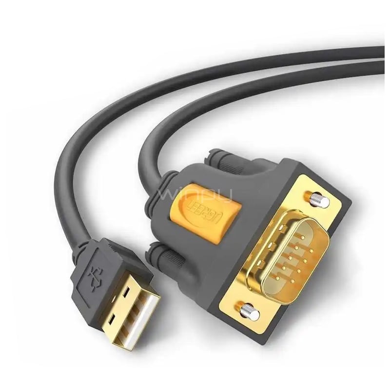 Cable Adaptador UGREEN USB-A a DB9 RS 232 (2 metros, Chipset PL2303TA, Negro)