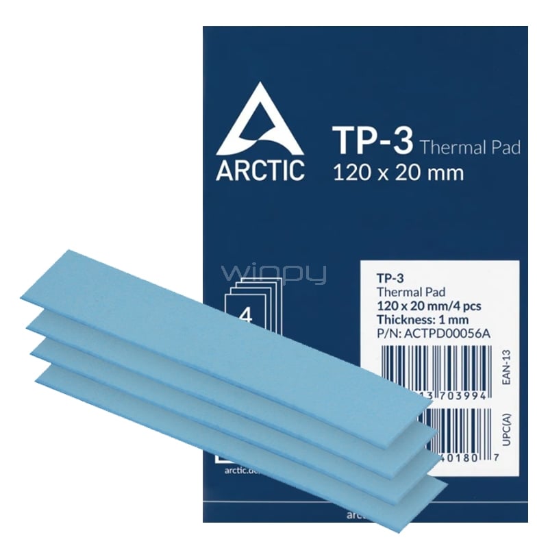 Pack de 4 Thermal Pad Arctic TP-3 (120x20mm, 1mm, Azul) | ACTPD00056A