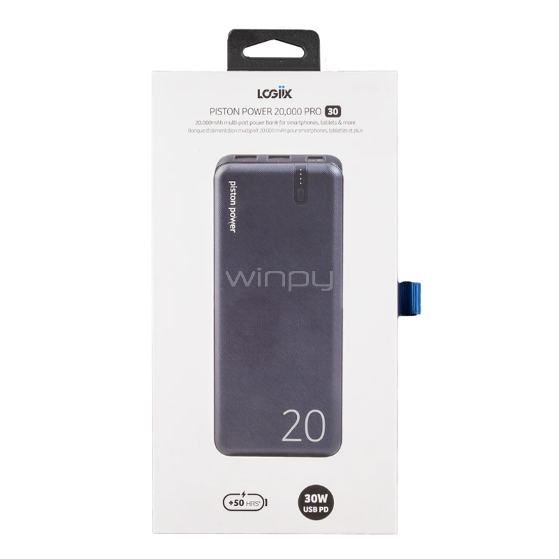 Batería Portátil LOGiiX Piston Power 20.000mAh Pro (USB-C, USB-A x2, 30W, Azul)