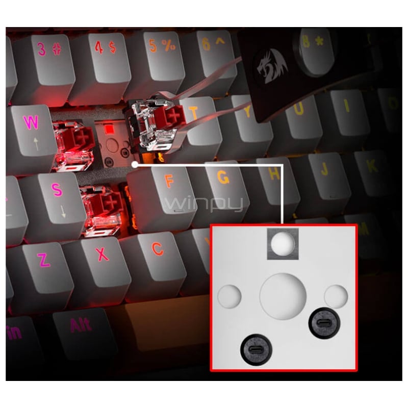 Teclado Mecánico Redragon Olaf K673 (Switch Red, USB-C, RGB