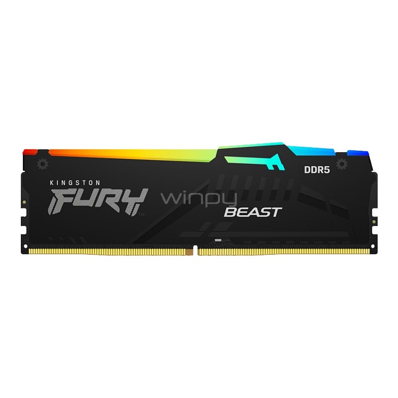 Kit Memorias RAM Kingston Fury Beast RGB de 64GB (2 x 32GB, DDR5, 6000MHz, CL30, EXPO, DIMM)