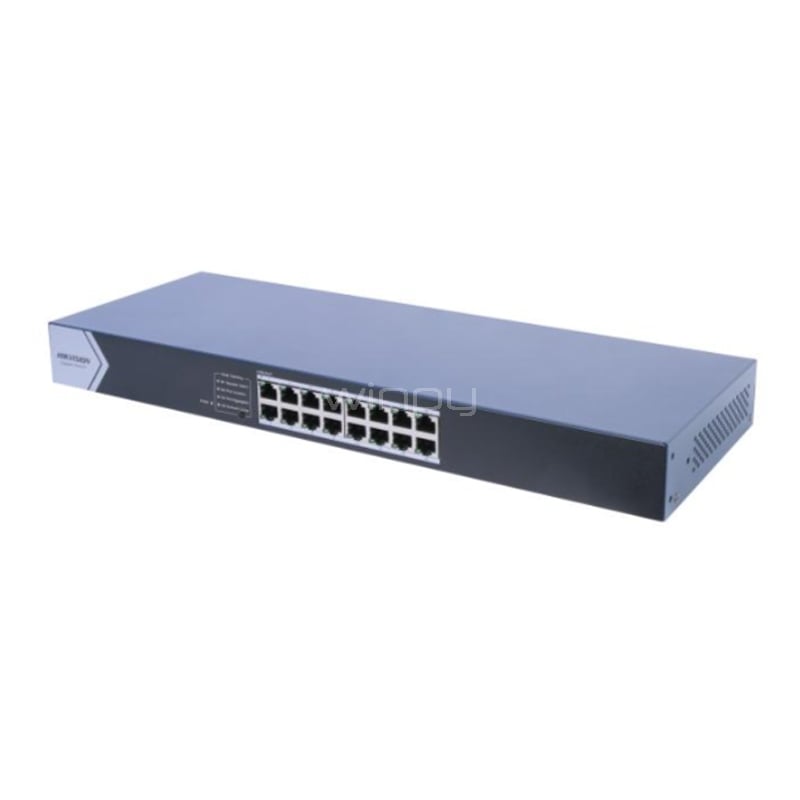 Switch Hikvision DS-3E0516-E(C) de 16 Puertos (Gigabit, 32 Gbps, Compacto)