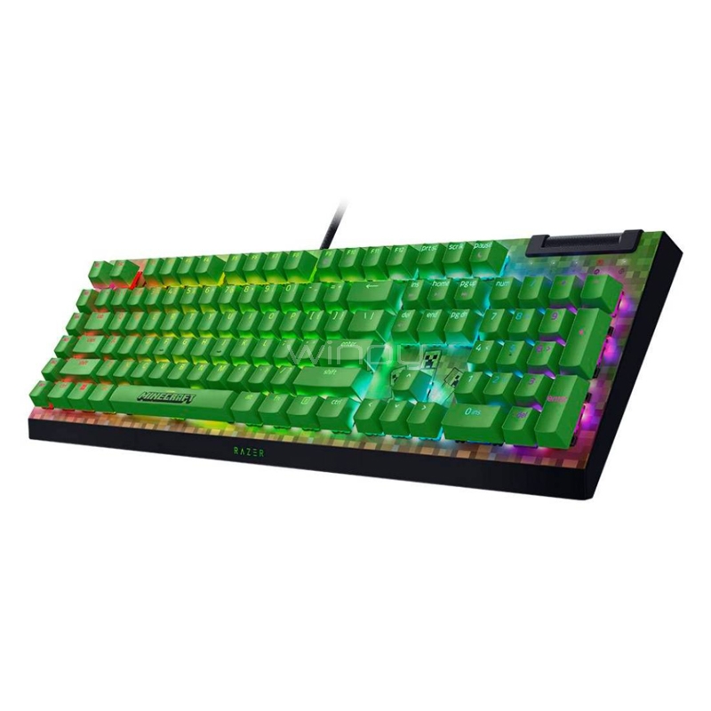 Teclado Mecánico Razer BlackWidow V4 X Minecraft (Switch Green, Chroma RGB, Inglés)