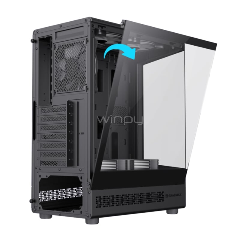 Gabinete Gamer Gamemax Vista COC AB (ATX, Vidrio Templado Panorámico, 5 Ventiladores ARGB, Negro)