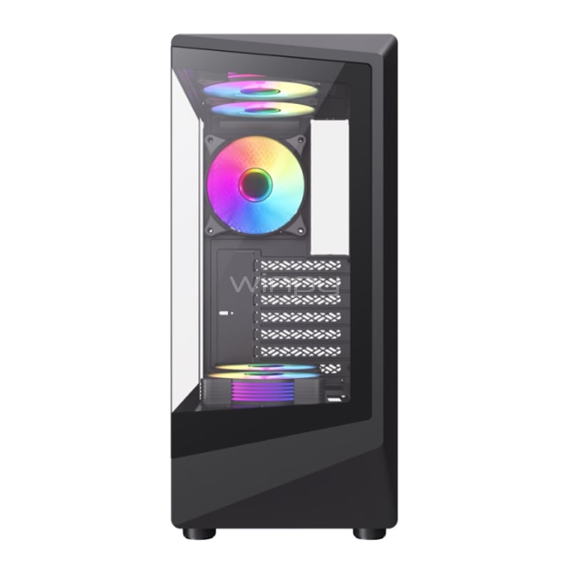 Gabinete Gamer Gamemax Vista COC AB (ATX, Vidrio Templado Panorámico, 5 Ventiladores ARGB, Negro)