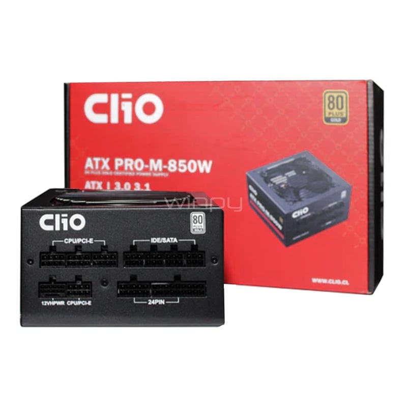 Fuente de Poder Clio ATX PRO M de 850W FM (Full Modular, Certificada 80+ Gold, ATX)
