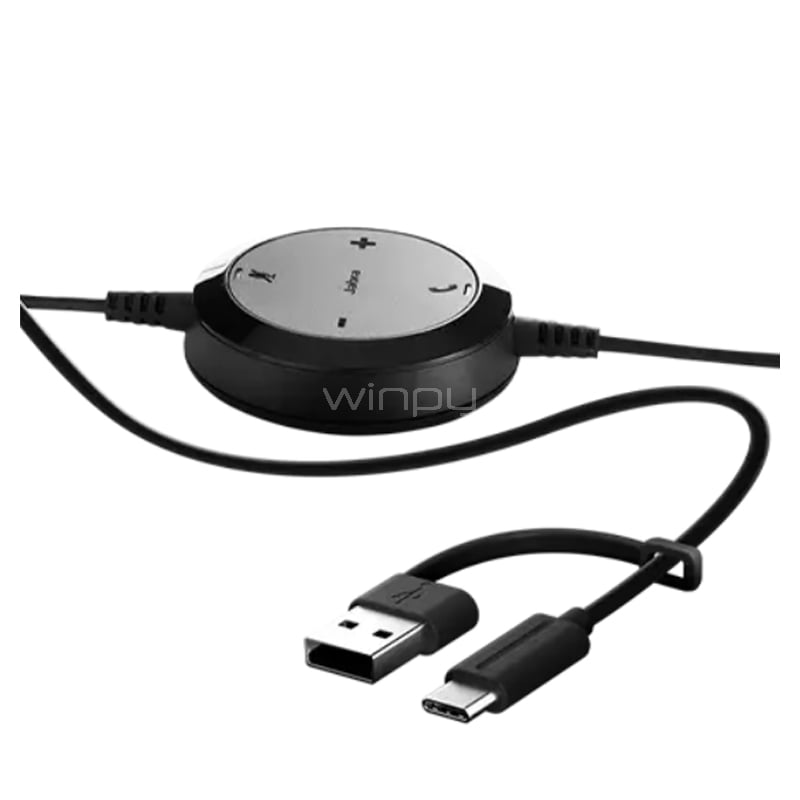 Audífonos Jabra Evolve 20 MS Teams (Controlador, USB-C/USB-A, Negro)