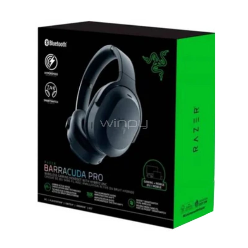 Audífonos Gamer Razer Barracuda Pro (ANC, HyperSpeed/Bluetooth, TriForce, Negro)