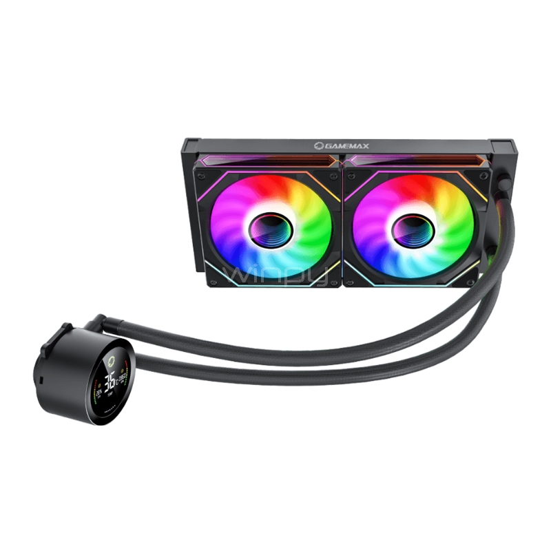 Refrigeración Líquida GameMax IceBurg 240 Digital (AM5/LGA1851, 120mm x2, 2400rpm, Negro)