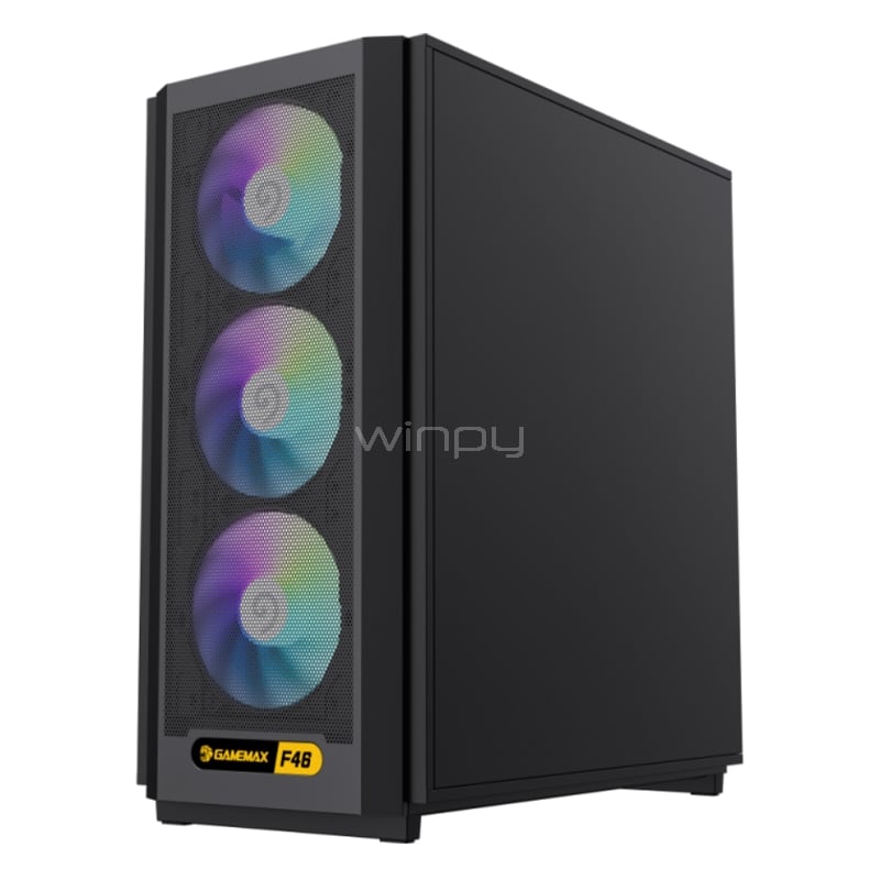 Gabinete Gamer GameMax F46 BK (ATX, 4 Ventiladores ARGB PWM, Negro)