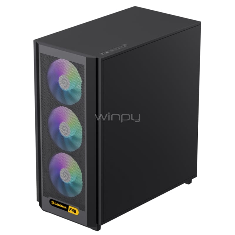 Gabinete Gamer GameMax F46 BK (ATX, 4 Ventiladores ARGB PWM, Negro)