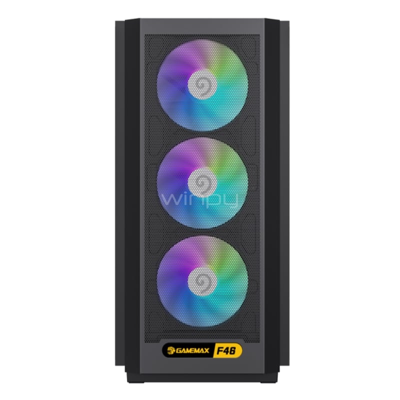 Gabinete Gamer GameMax F46 BK (ATX, 4 Ventiladores ARGB PWM, Negro)