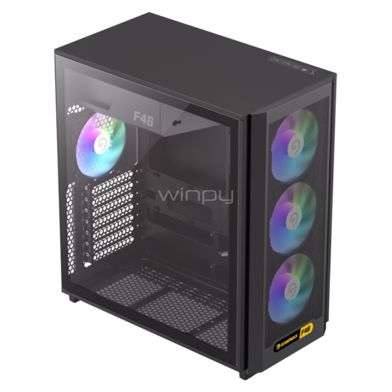 Gabinete Gamer GameMax F46 BK (ATX, 4 Ventiladores ARGB PWM, Negro)