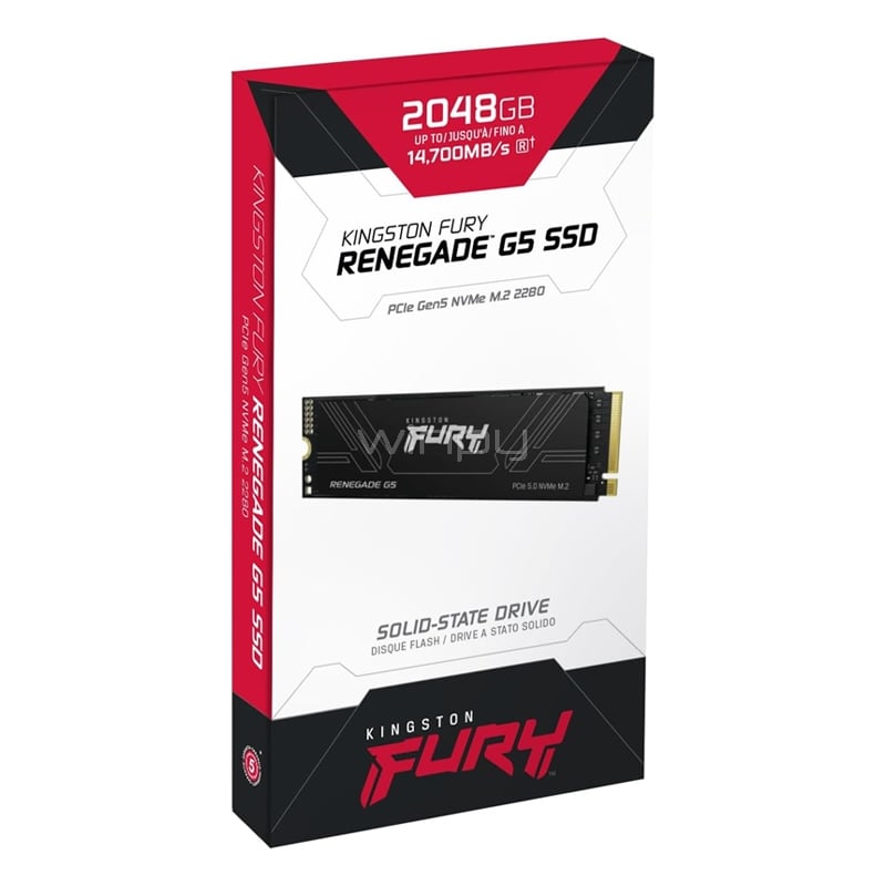 Unidad SSD Kingston Fury Renegade G5 de 2TB (NVMe 5.0, M.2 2280, Hasta 14.800Mbps)