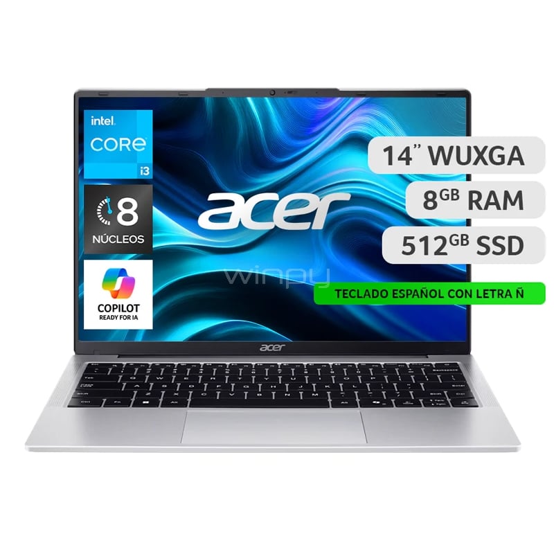 Notebook Acer Aspire Lite de 14“ (i3-N300, 8GB DDR4, 512GB SSD, Win11)