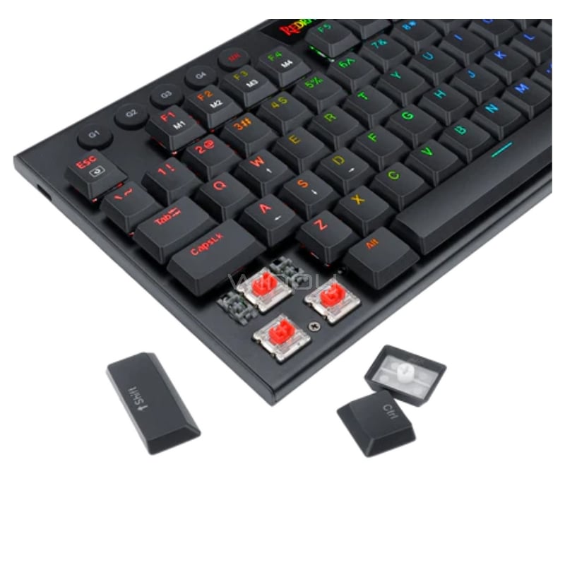 Teclado Mecánico Redragon Horus K622 RGB (Switch Red, TKL, USB-C, Español LA, Negro)