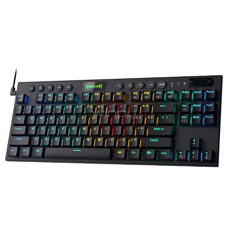 Teclado Mecánico Redragon Horus K622 RGB (Switch Red, TKL, USB-C, Español LA, Negro)