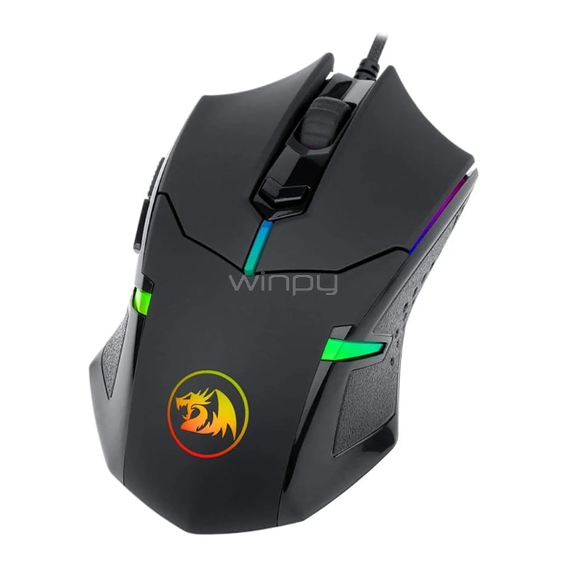 Mouse Gamer Redragon Centrophorus RGB (Sensor Pixart 3317, 7.200dpi, Switch Huano, Negro)