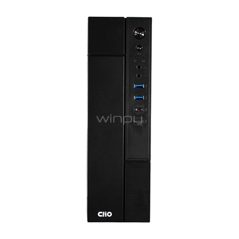 Gabinete Clio S609 (Slim, Micro ATX, USB-C 3.1, Fuente 500W, Negro)