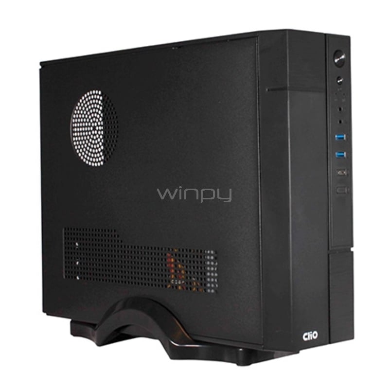 Gabinete Clio S609 (Slim, Micro ATX, USB-C 3.1, Fuente 500W, Negro)