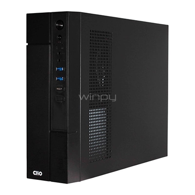 Gabinete Clio S609 (Slim, Micro ATX, USB-C 3.1, Fuente 500W, Negro)
