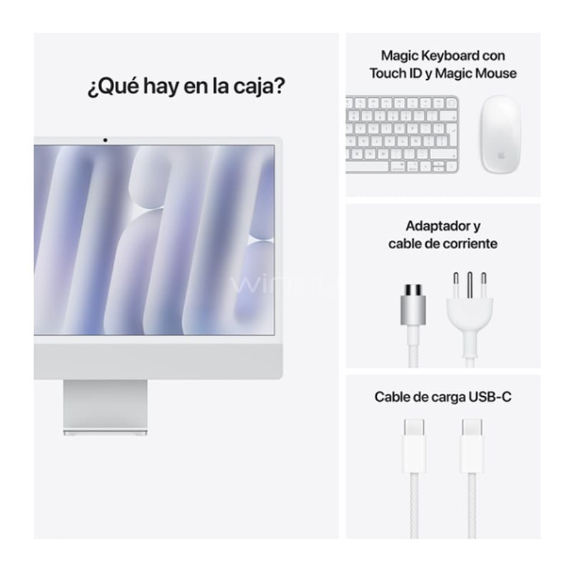 Apple iMac Retina 24“ Retina 4.5K (Chip M4, GPU 10 núcleos, 24GB RAM, 512GB SSD, Late 2024, Silver)